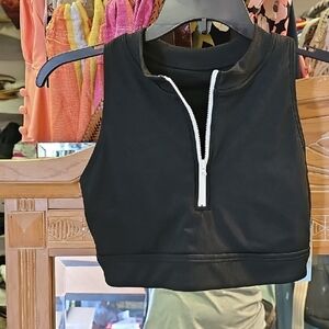 Women's Black Zip-Front Sports Bra